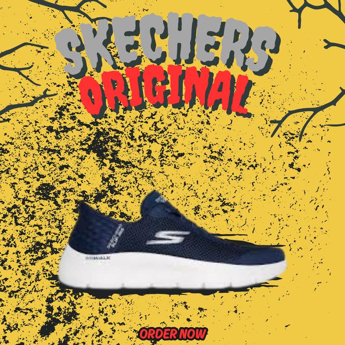Sepatu Skechers Slip on Go Walk Flex Ultra Navy Women's ( 124836/NVW ) Original