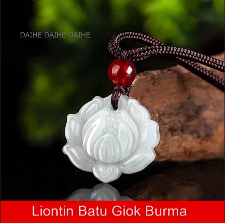 Liontin Batu Giok Burma Ukir Bunga / Kalung Giok / Liontin Giok / Liontin Wanita / Liontin Pria