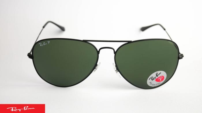 Kacamata Rayban Aviator RB3025 002/58 58 Black Green Polarized Original