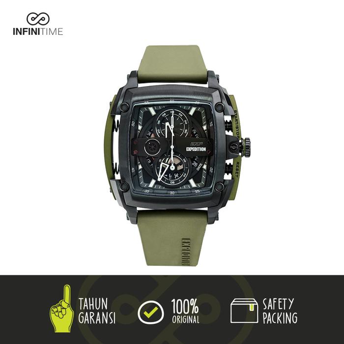 Jam Tangan Expedition E3008 EXP 3008 E 3008 Green Black Pria New