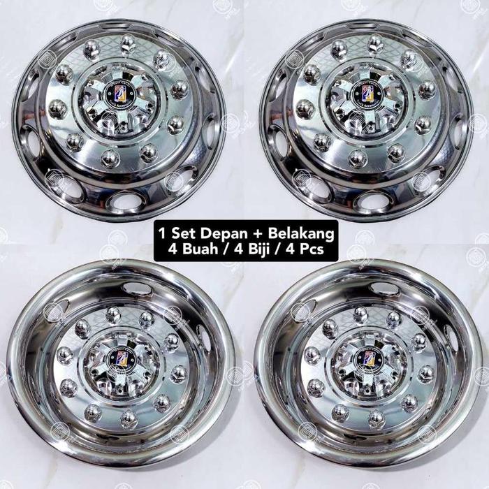 [4 Buah] Wheeldop Variasi Weldop Truck Scania 16" Stainless Wildop Truk Colt Dyna Elf Dutro Roda Ban