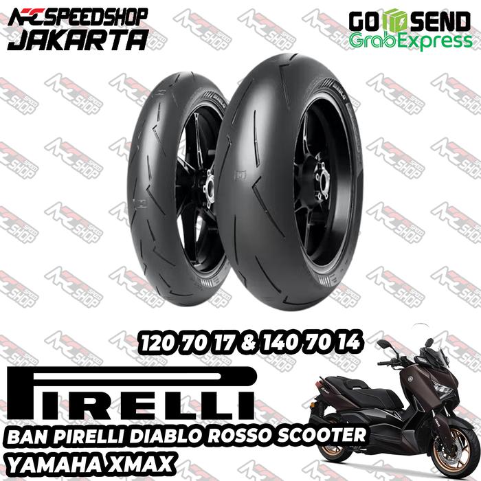 Ban Pirelli Diablo Rosso Scooter SC Ban Motor Yamaha Xmax 250 300 ABS Set Depan Belakang 120 70 120/