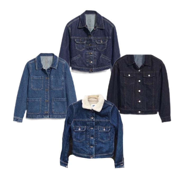OLD NAVY CROP FUR BULU DENIM JEANS JACKET