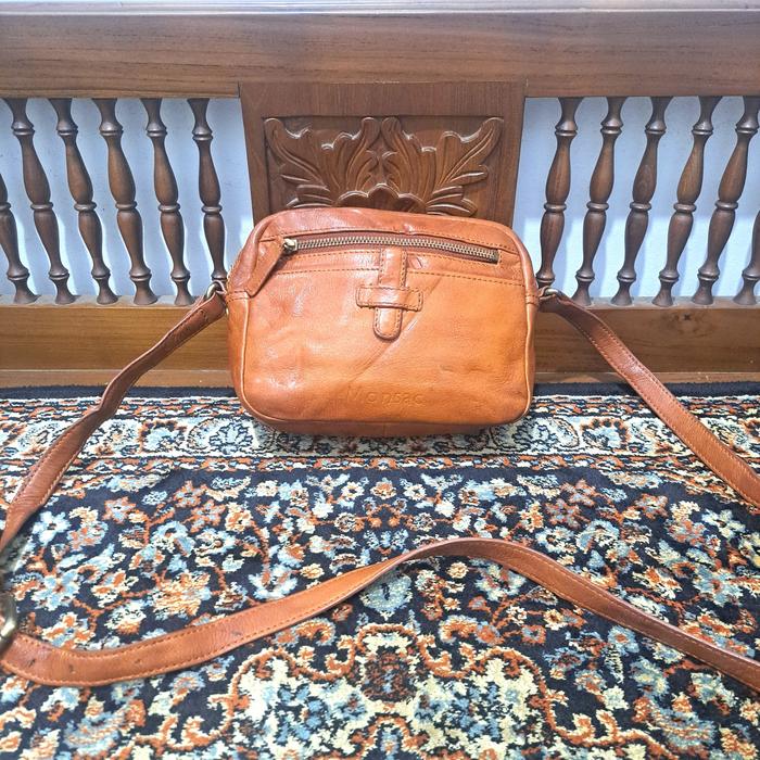 tas sling bag monsac kulit asli warna coklat