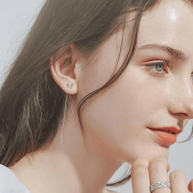 Anting Wanita Korea Panjang Anting Gantung Rumbai Emas Perhiasan Pesta