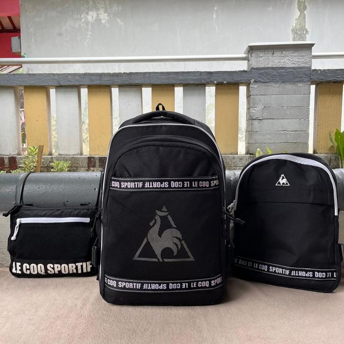 ransel tas 3 in 1 ( selempang slingbag dan  pouch dokumen ) second lecoq sportif hitam pria wanita m