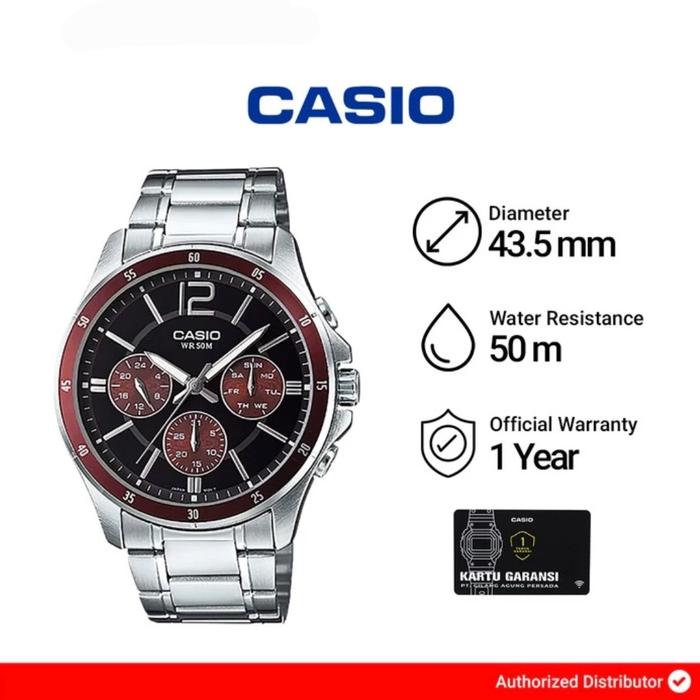 Jam Tangan Pria Casio Chronograp MTP-1374D-5AVDF / MTP-1374D-5A Original Garansi GAP 1 Thn