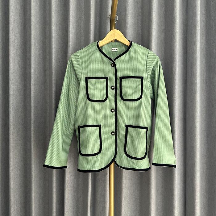𝙋𝙍𝙀𝙇𝙊𝙑𝙀𝘿 Its Ninette Double Pockets Green Long Sleeve Outer Cardigan Fashion Wanita