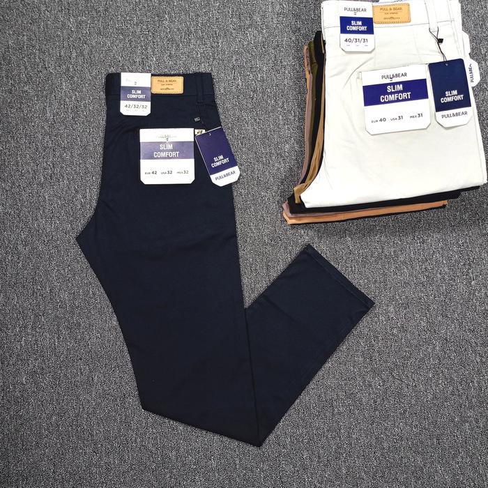 Pull & Bear Celana Chinos Pria Slim fit Original