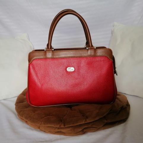 Tas Wanita Lacoste Top Handle Handbag Red - Preloved Original