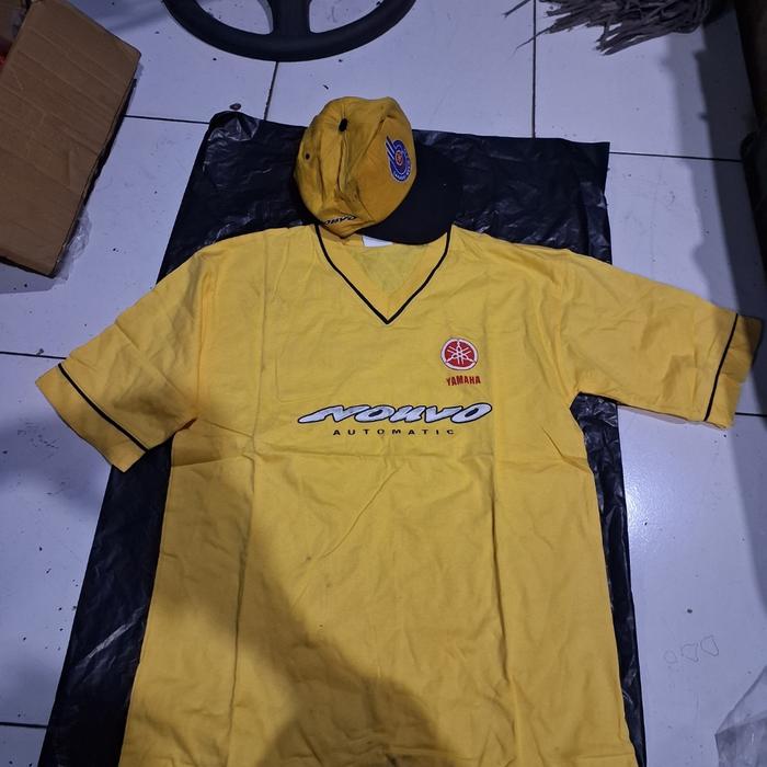 kaos set topi merchandise yamaha nouvo original nos cakep lawasan langka
