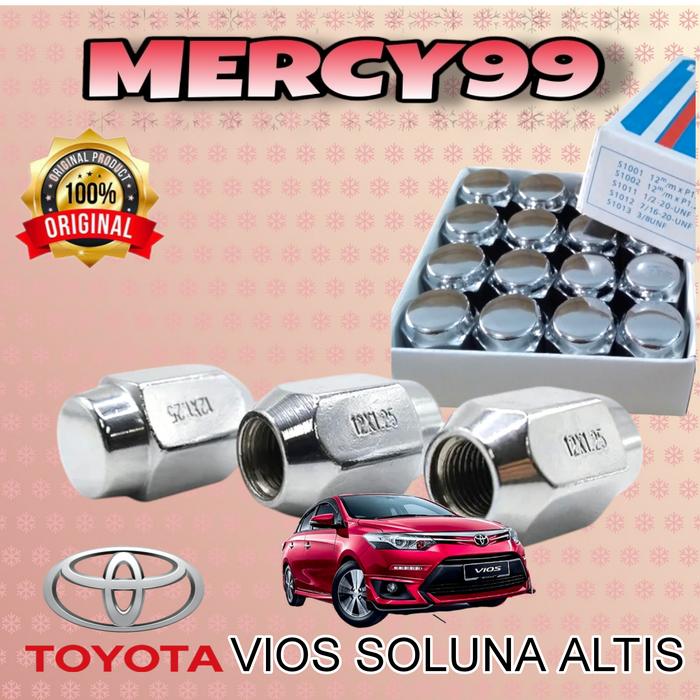 Mur Roda Racing Baut Velg Mobil Toyota Vios Soluna Altis 16/20 Biji Bahan Baja Made In Japan