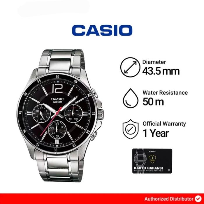 Jam Tangan Pria Casio Chronograp MTP-1374D-1AVDF / MTP-1374D-1A Original Garansi GAP 1 Thn