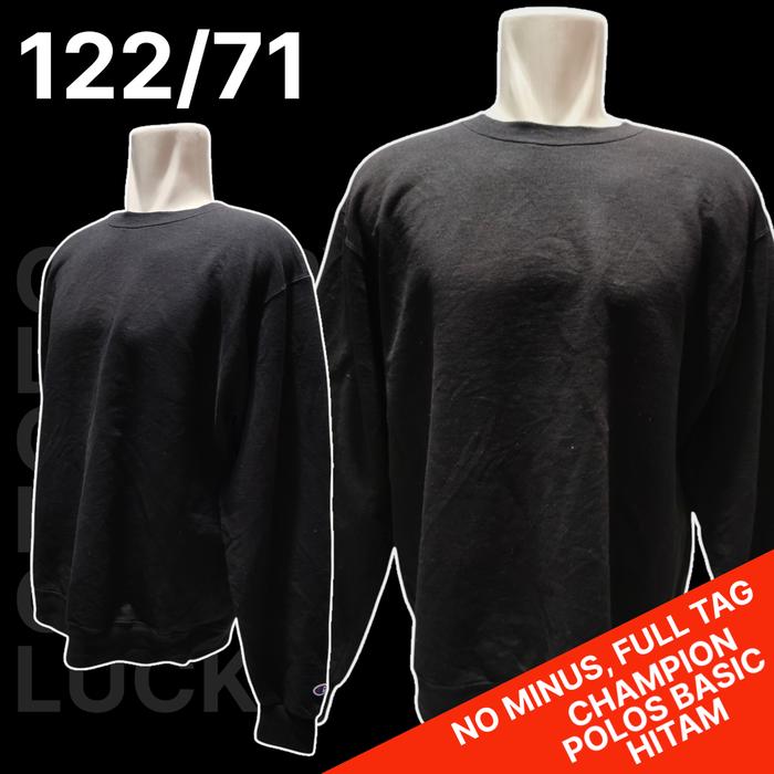 Crewneck Hitam Champion Ori/CN Hitam Champion Ori/Sweater Hitam, Bekas
