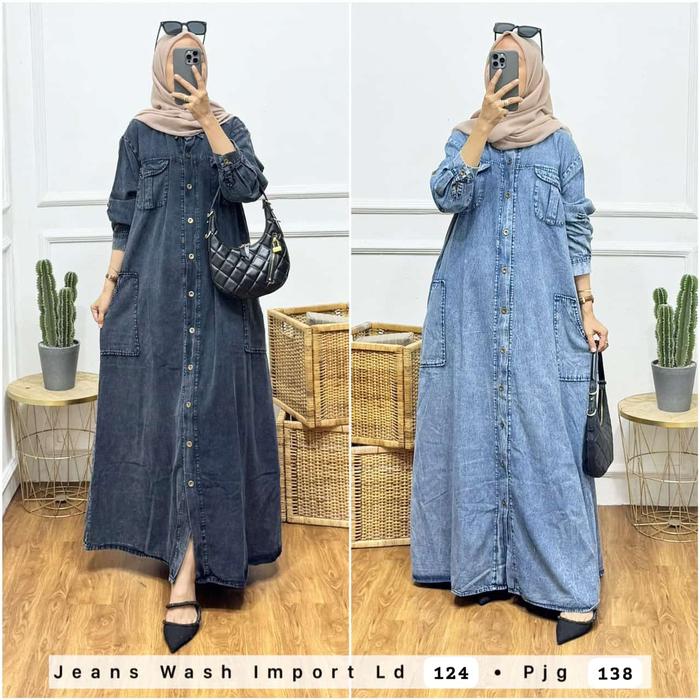 gamis jeans//gamis murah//gamis jeans jumbo 1013A 985B