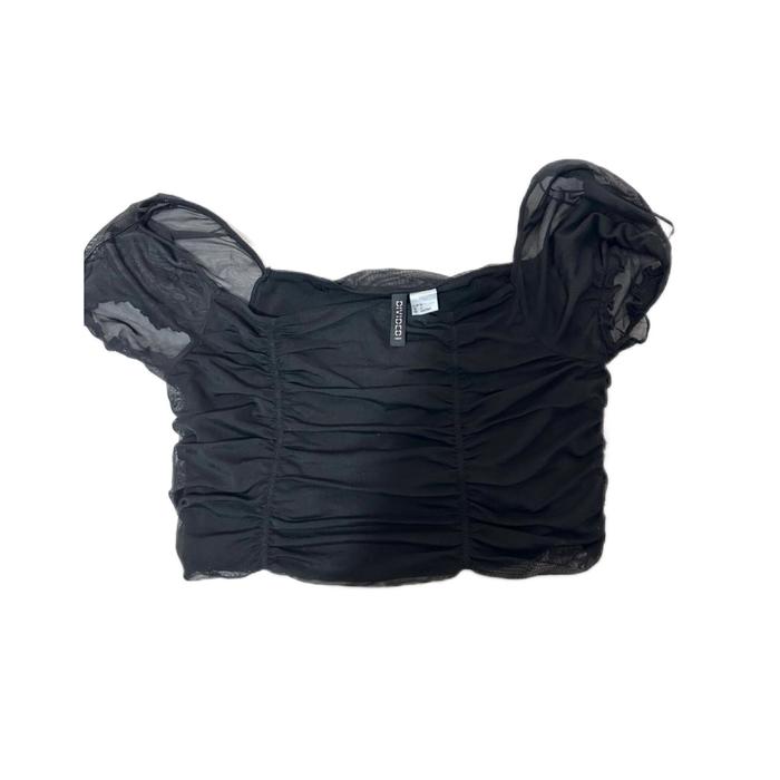 HNM NEW BLACK HITAM SABRINA CUT OFF SHOULDER CROP TOP SALE