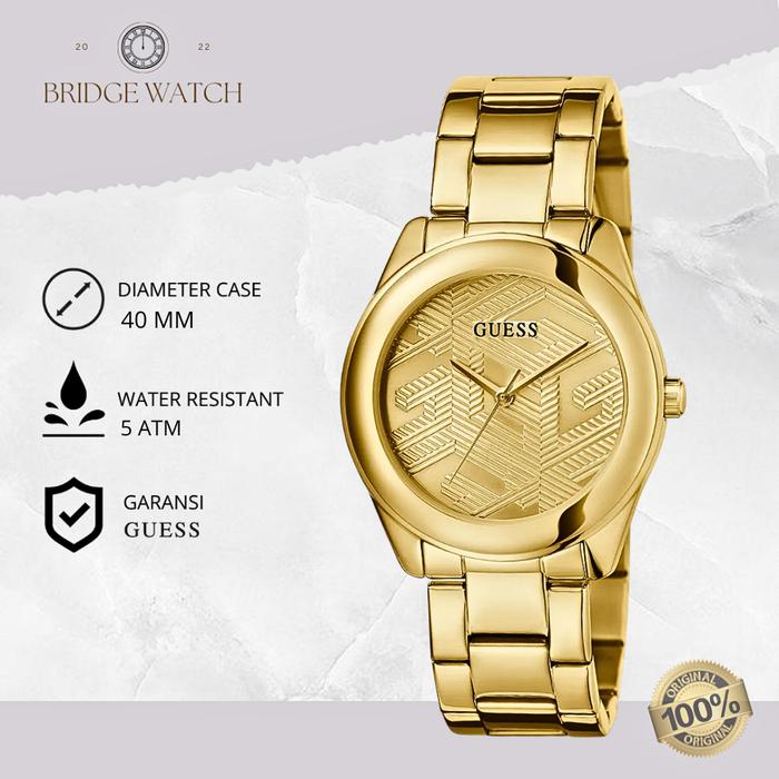 Jam Tangan Wanita Guess GW0606L2 Ladies Gold Tone Stainless Steel Strap Rantai Mewah Elegant Origina