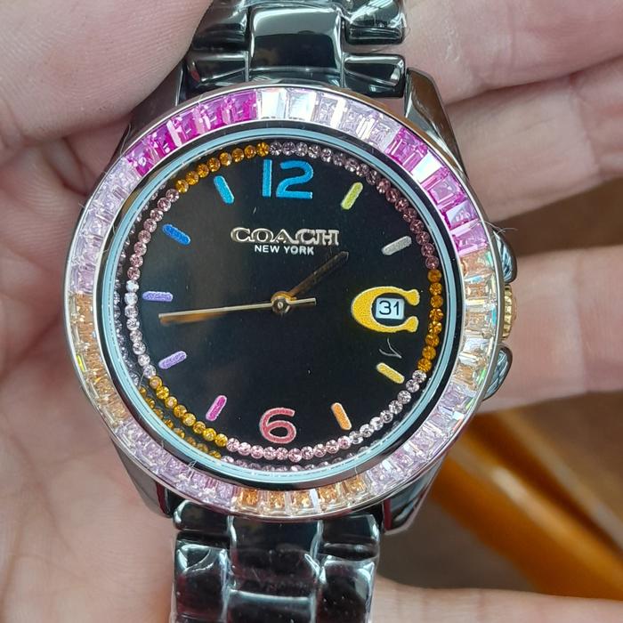jam tangan wanita Coach keramik hitam