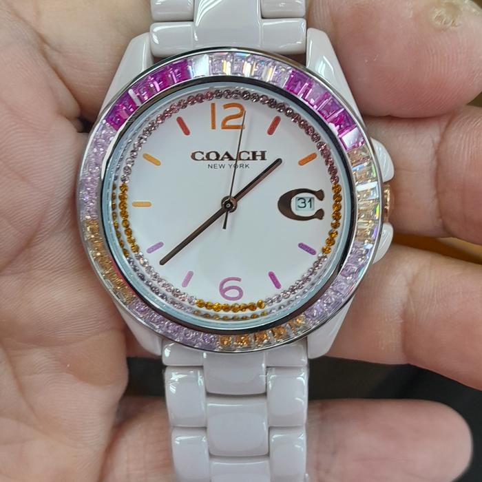 jam tangan wanita Coach keramik pink gelap