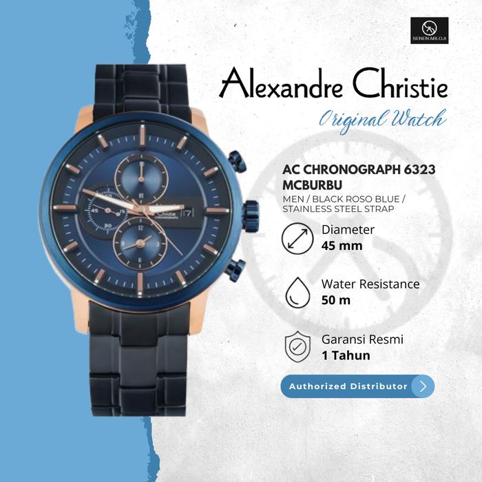 Jam Tangan Pria Alexandre Christie AC 6323 Original - Black Rose Blue