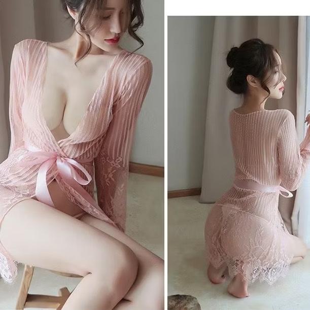 Sexy Lingerie Kimono Brokat Set Bikini Baju Tidur Wanita Murah A0239CK