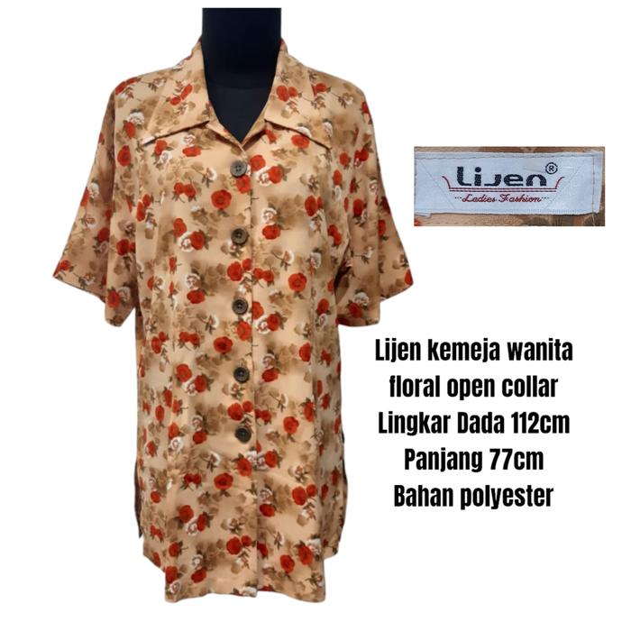 Lijen Ladies Fashion kemeja wanita floral open collar