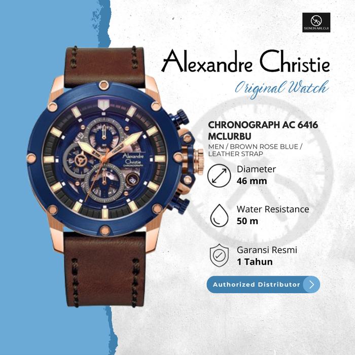 Jam Tangan Pria Alexandre Christie AC 6416 Original - Rosegold Blue