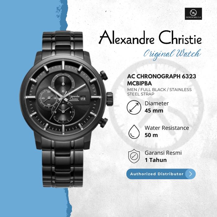 Jam Tangan Pria Alexandre Christie AC 6323 Original - Full Black