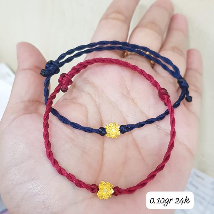 Gelang Emas Asli Teratai Hongkong 999% Tali
