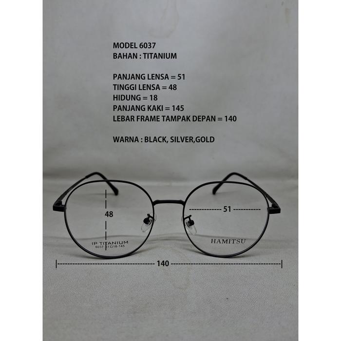 FRAME KACAMATA 6037 TITANIUM BULAT PRIA WANITA