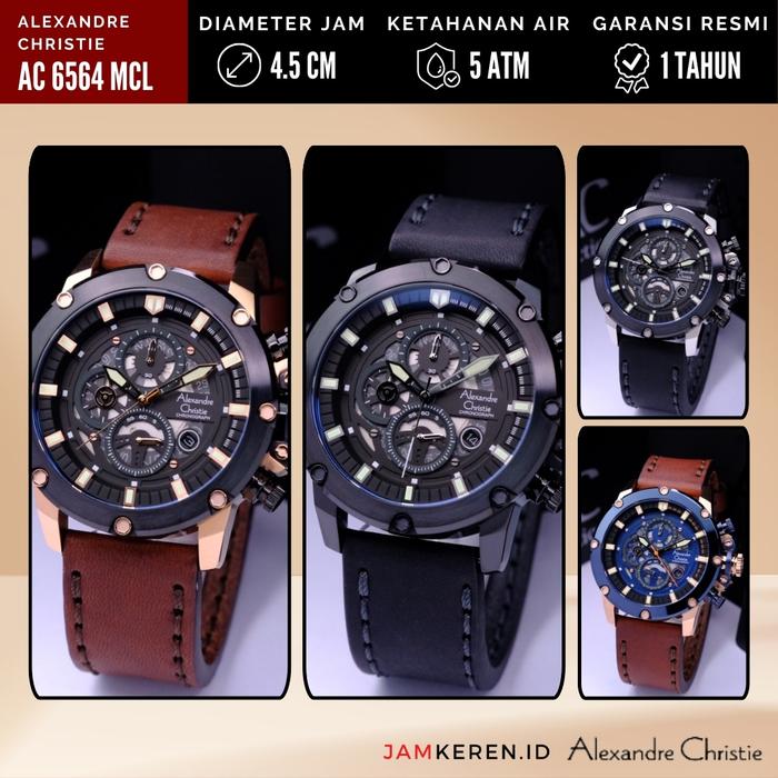 Jam Tangan Pria Alexandre Christie 6564 AC6564 AC 6564 MC Kulit