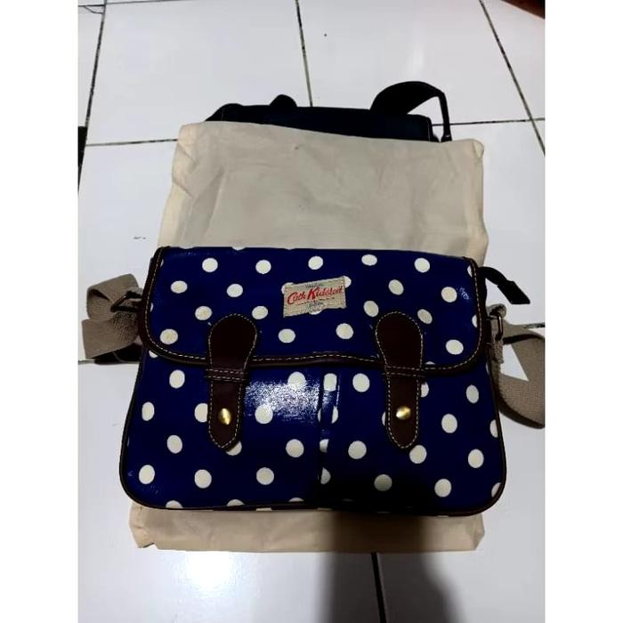 TAS SELEMPANG WANITA CATH KIDSTON POLKADOT BLUE ( PRELOVED )