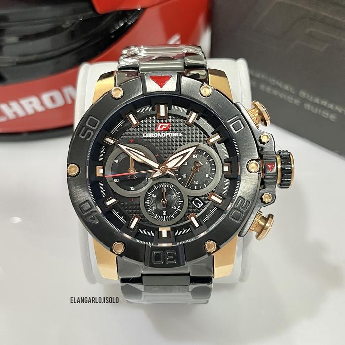 JAM TANGAN PRIA CHRONOFORCE CF 5257G-6 ORIGINAL BLACK ROSEGOLD