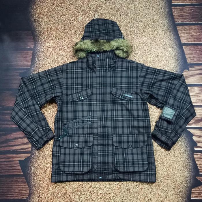 Jaket Tebal multipocket Multifiture KISSMARK EXCLUSIVE Coklat Motif Kotak-kotak Size M fit L