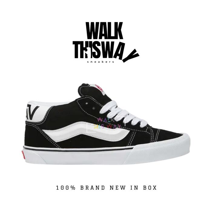 sepatu pria sneakers vans old skool mid / sepatu vans / sneakers pria / black white suede