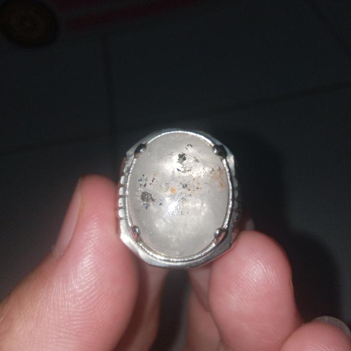 Cincin Batu Kecubung Serat Platina Asli Natural