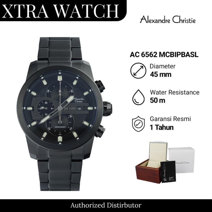 Jam Tangan Pria AC Alexandre Christie 6562 Original Chronograph - Full Black