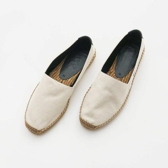 YSL Men Logo-embroidered canvas espadrilles Off White