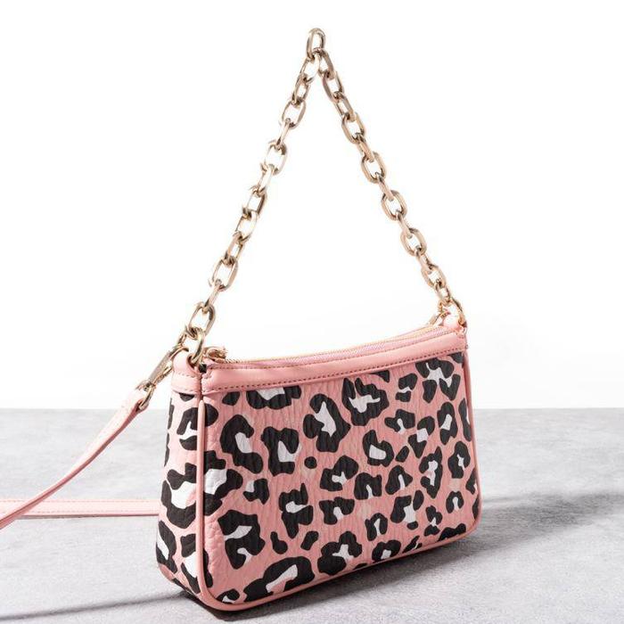 MCM Mini aren shoulder bag leopard jacquard in blossom pink