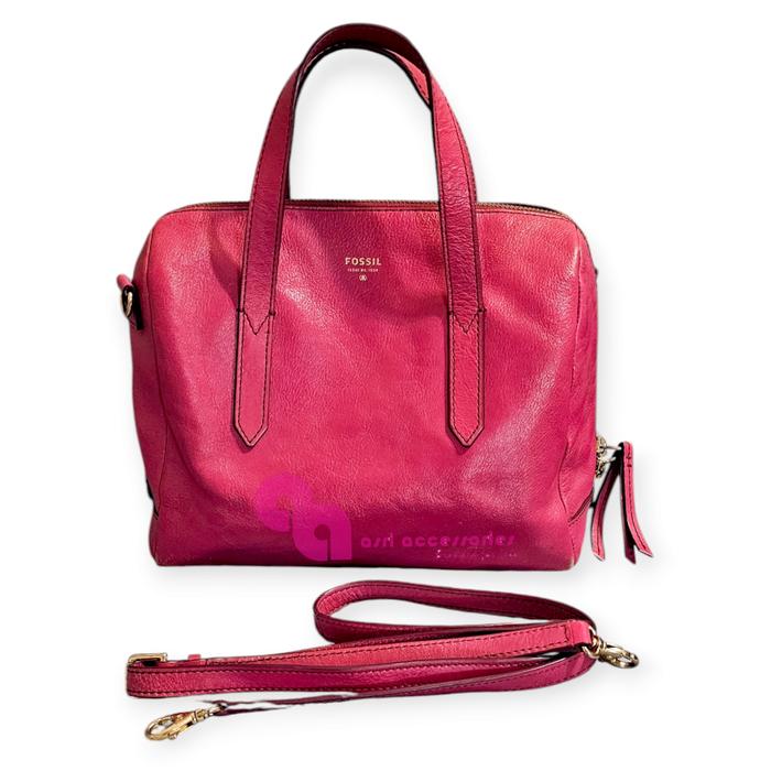 Preloved Fossil Sydney Satchel Raspberry Pink Rare