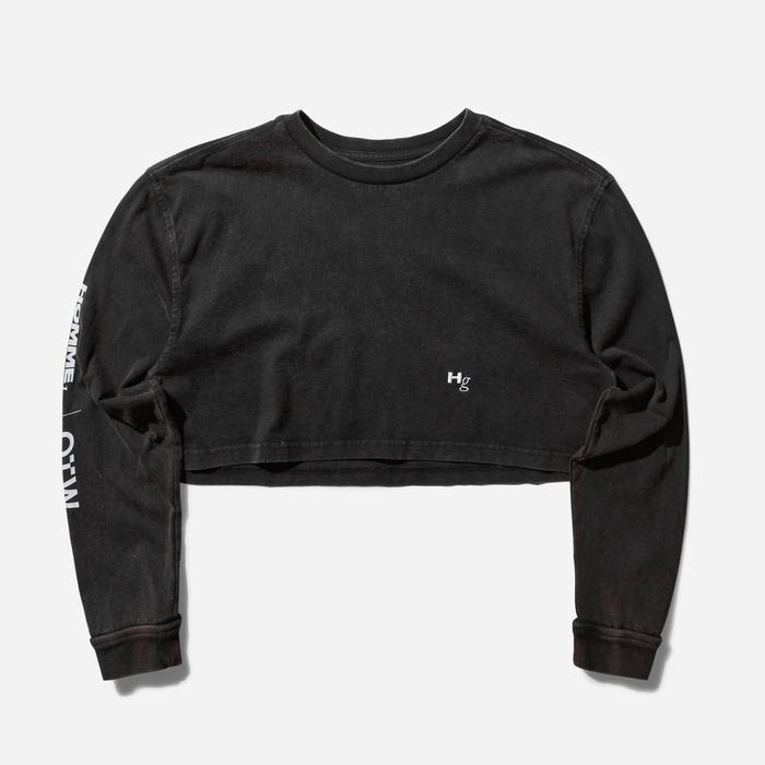 Vans Women's HommeGirls Crop Longsleeve T-Shirt Washed Black