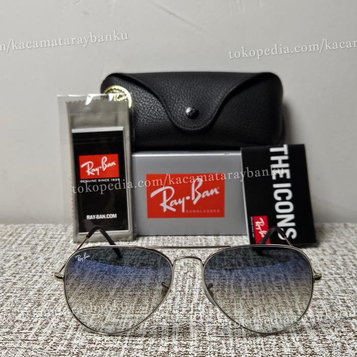 Rayban Aviator RB3025 003/3F 58 Silver Lens Gradient Blue Original