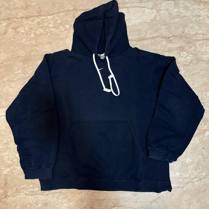 Vintage 90s Nike Center Swoosh Hoodie Navy Blue Large Big swoosh tag USA