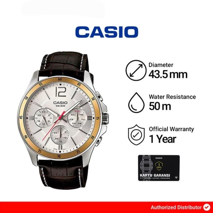 Jam Tangan Pria Casio Chronograp MTP-1374L-7AVDF / MTP-1374L-7A Original Garansi GAP 1 Thn