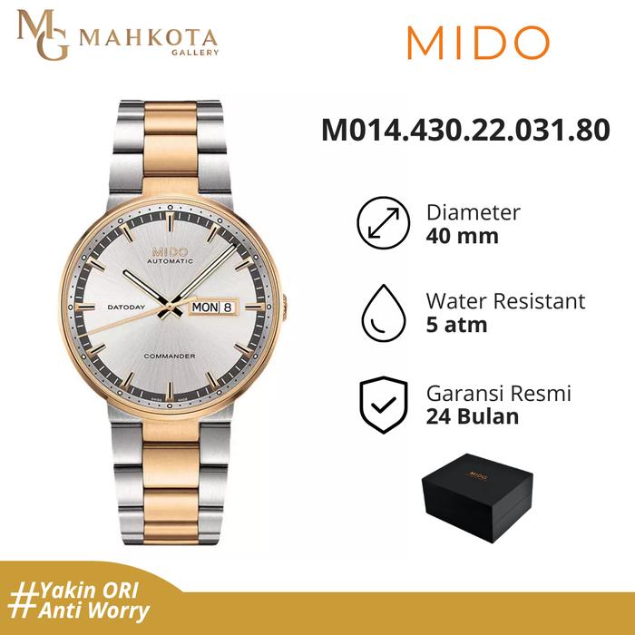 MIDO M014.430.22.031.80 Commander Datoday Jam Tangan Pria Original