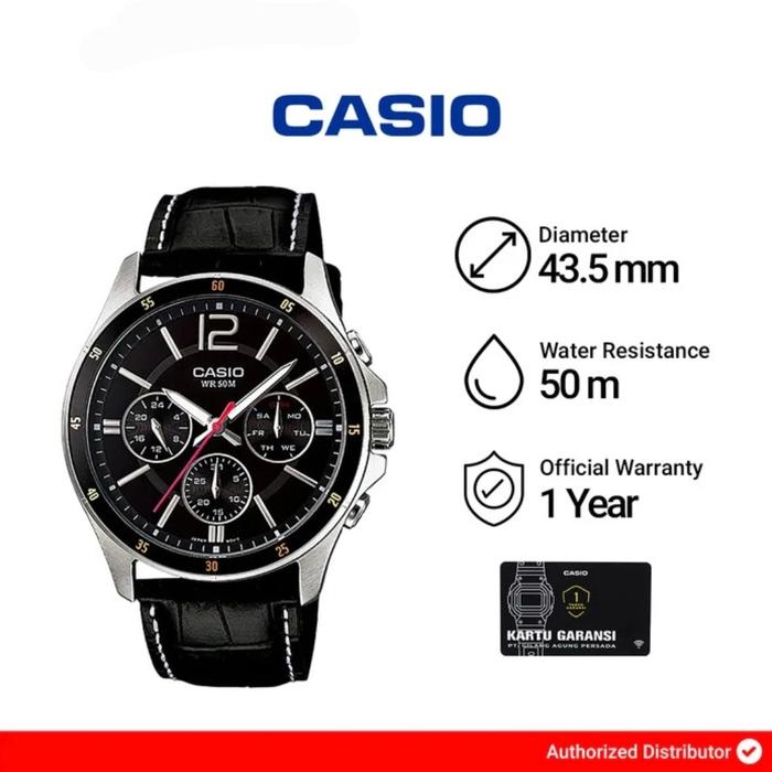 Jam Tangan Pria Casio Chronograp MTP-1374L-1AVDF / MTP-1374L-1A Original Garansi GAP 1 Thn