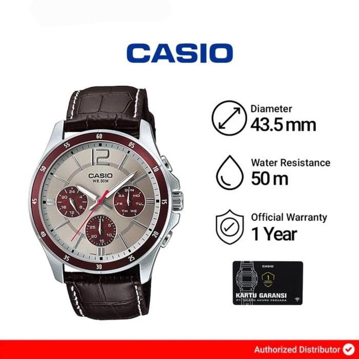 Jam Tangan Pria Casio Chronograp MTP-1374L-7A1VDF / MTP-1374L-7A1 Original Garansi GAP 1 Thn