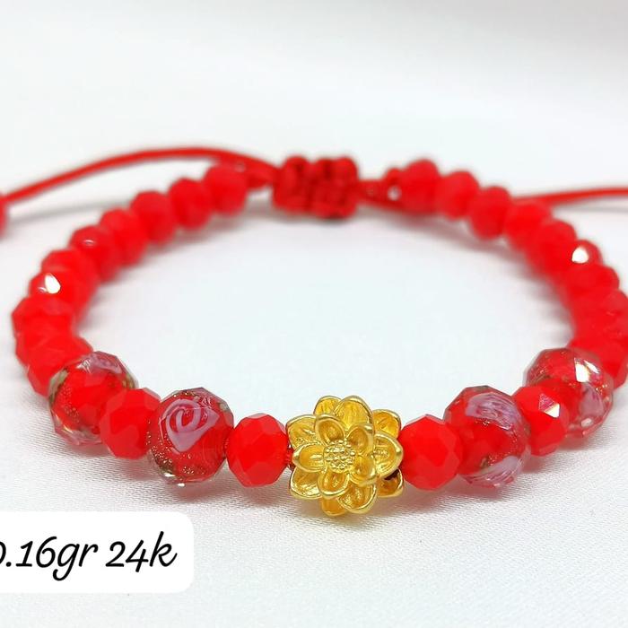 Gelang Emas Asli Teratai Hongkong 999% 24K