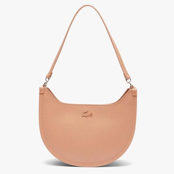 LACOSTE Chantaco Leather Half Moon Bag (Original) Shoulder Bag Wanita - Beige