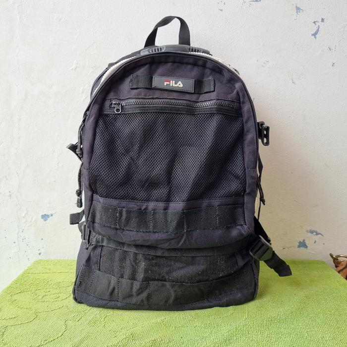 TAS RANSEL FILA PRIA SECOND BRANDED IMPORT KANVAS BLACK